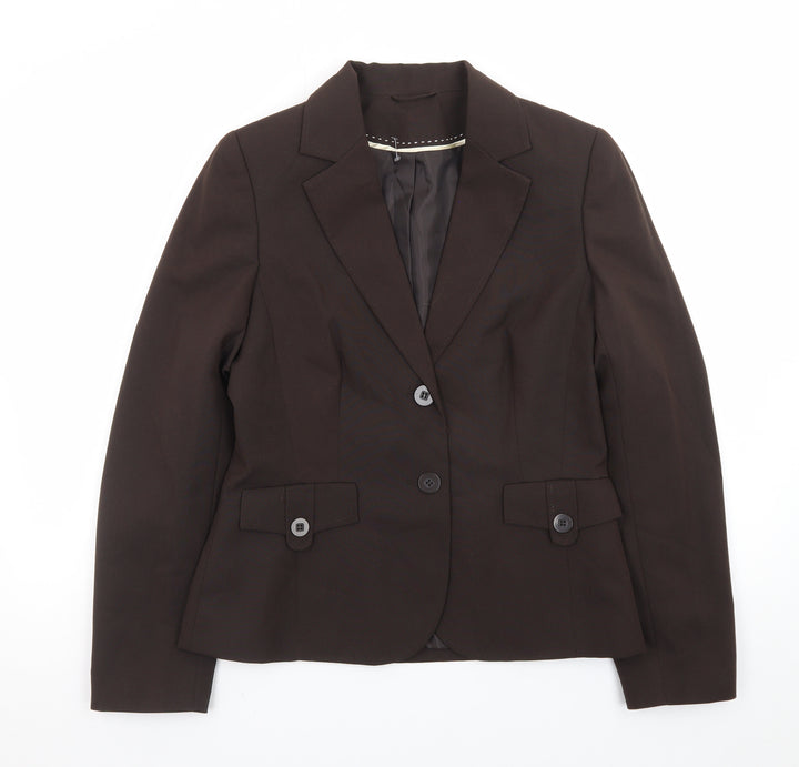 Dorothy Perkins Women Brown Size 12 Classic Two-Button Blazer