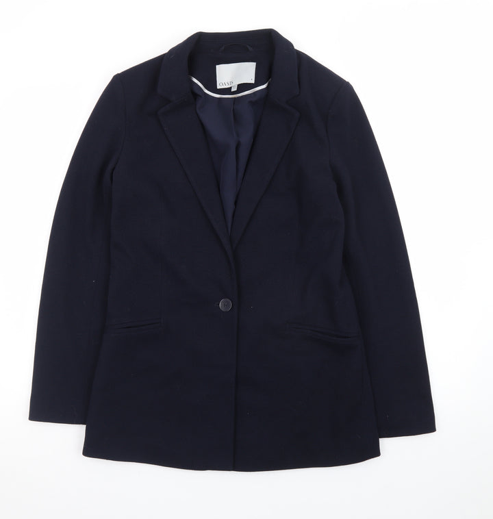 Oasis Women's Navy Blazer Jacket Size 8 Single-Breasted Lined Workwear