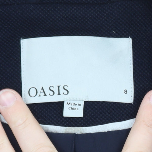 Oasis Women's Navy Blazer Jacket Size 8 Single-Breasted Lined Workwear