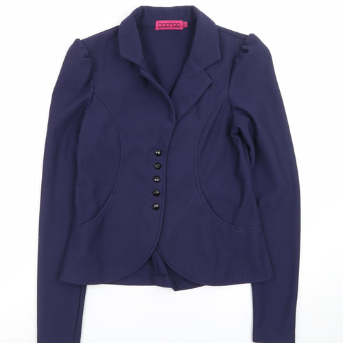 Boohoo Women's Blue Fitted Blazer Jacket UK 14 Long Sleeve