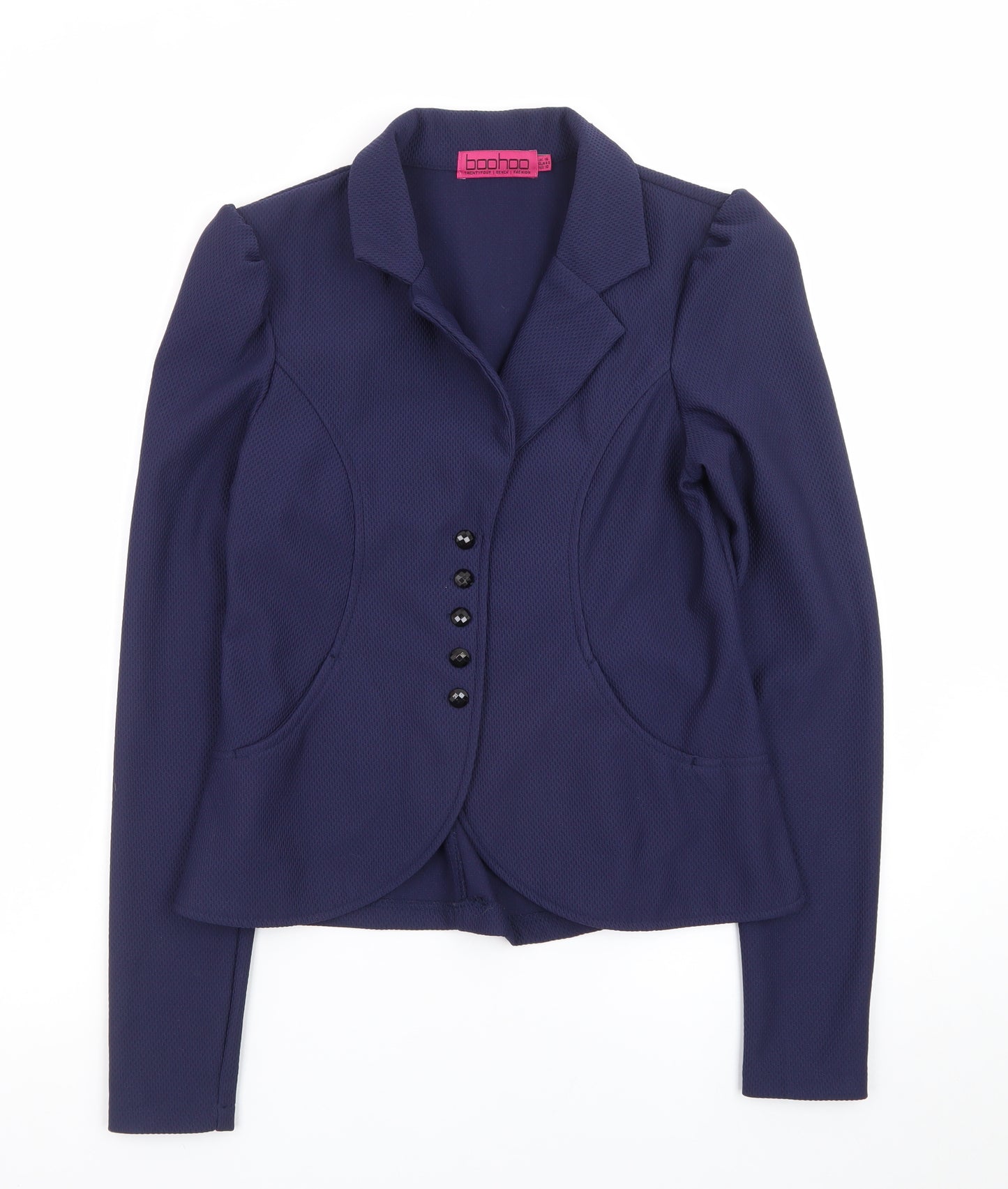 Boohoo Women's Blue Fitted Blazer Jacket UK 14 Long Sleeve
