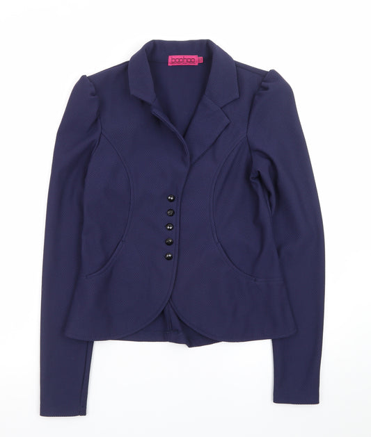 Boohoo Women's Blue Fitted Blazer Jacket UK 14 Long Sleeve