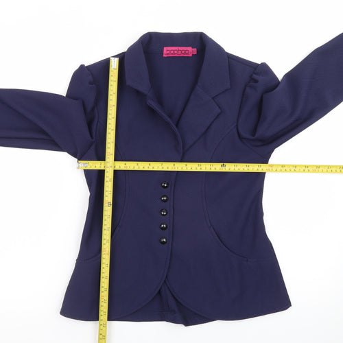 Boohoo Women's Blue Fitted Blazer Jacket UK 14 Long Sleeve