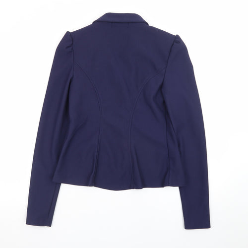 Boohoo Women's Blue Fitted Blazer Jacket UK 14 Long Sleeve