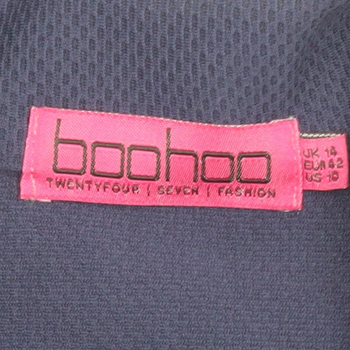 Boohoo Women's Blue Fitted Blazer Jacket UK 14 Long Sleeve