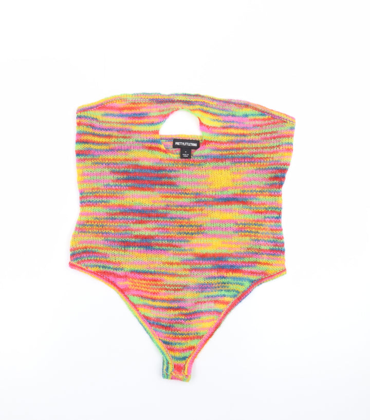 PrettyLittleThing Women's Multicoloured Knit Bodysuit M