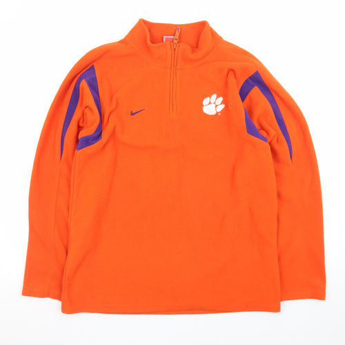 Nike Men's Orange Fleece 1/4 Zip Pullover Sweatshirt L