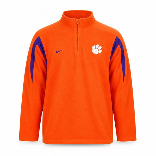 Front view of Nike Men's Orange Fleece 1/4 Zip Pullover Sweatshirt L