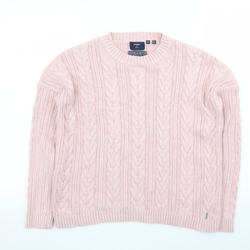 Superdry Womens Pink Cable Knit Crew Neck Jumper Size 10