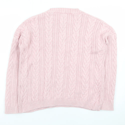 Superdry Womens Pink Cable Knit Crew Neck Jumper Size 10