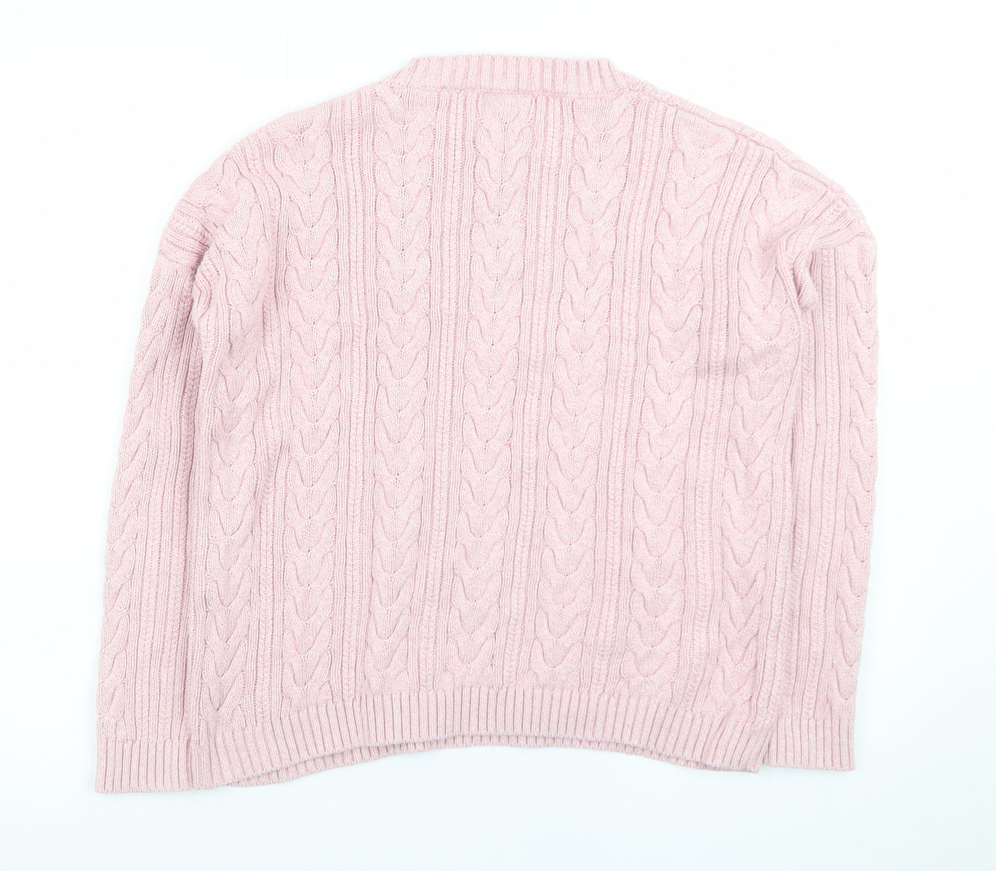 Superdry Womens Pink Cable Knit Crew Neck Jumper Size 10