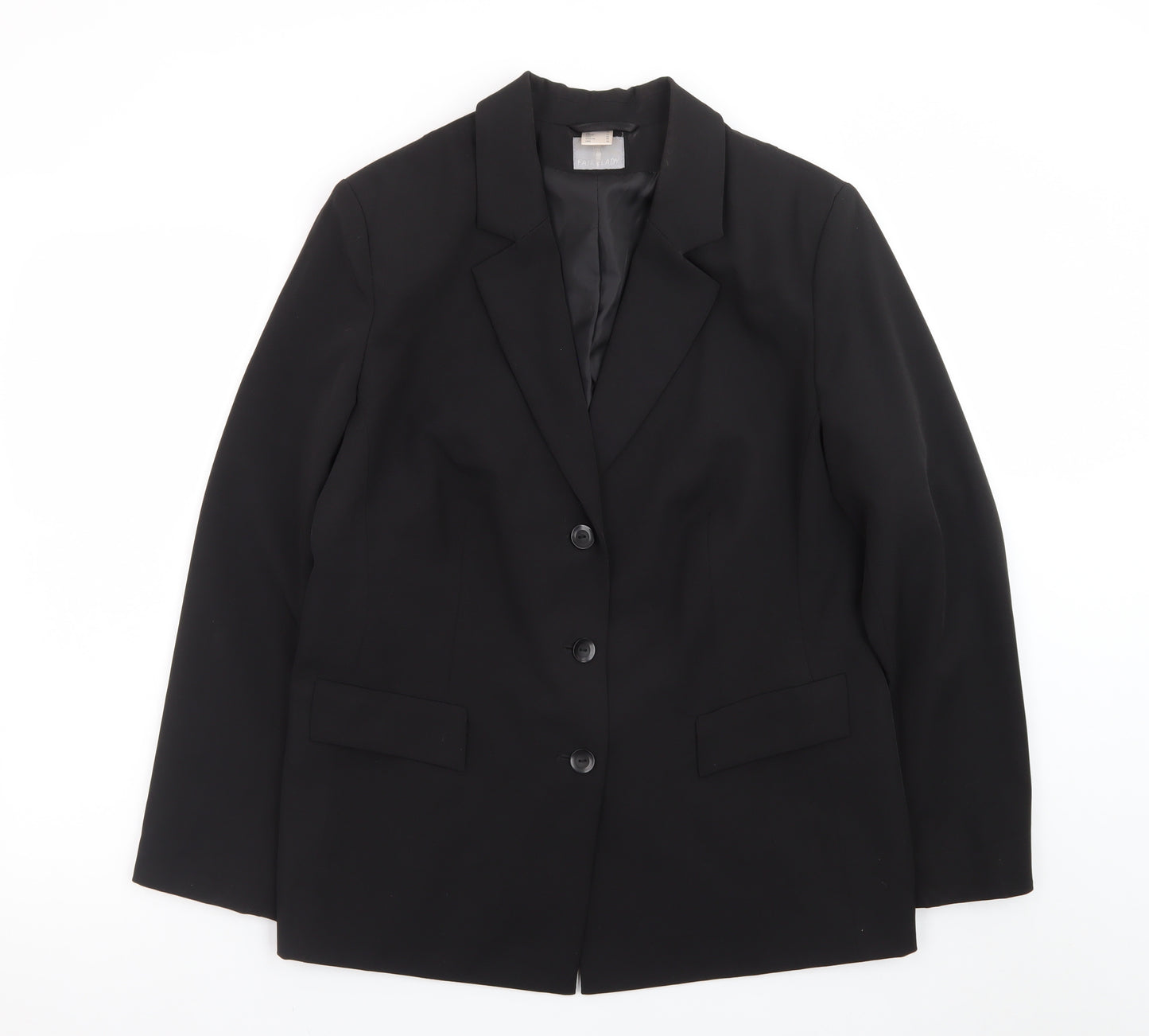 Fair Lady Women's Black Size 16 Single-Breasted Blazer