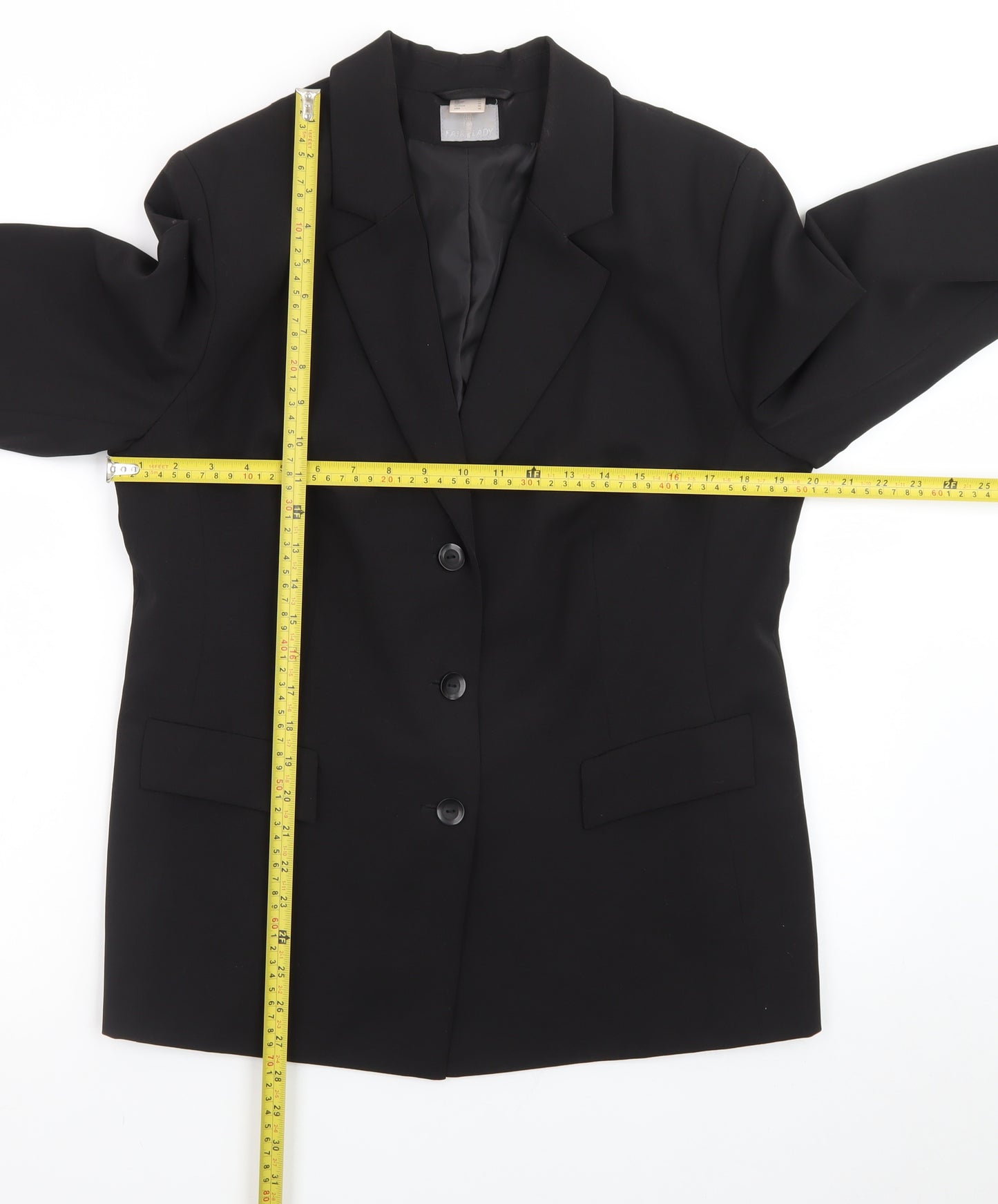 Fair Lady Women's Black Size 16 Single-Breasted Blazer