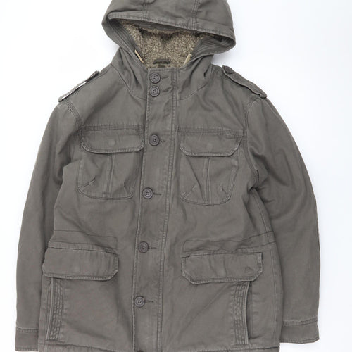 Mantaray Men’s Green Hooded Cotton Parka Jacket Size M