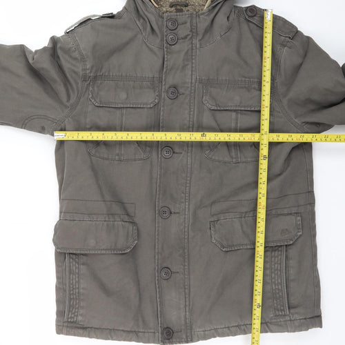 Mantaray Men’s Green Hooded Cotton Parka Jacket Size M