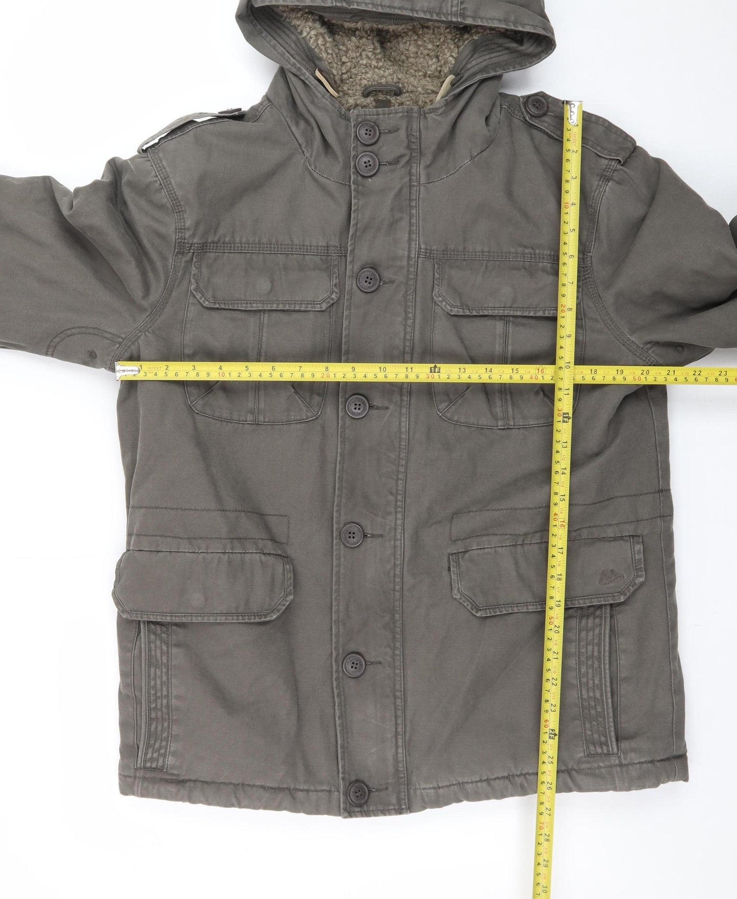 Mantaray Men’s Green Hooded Cotton Parka Jacket Size M