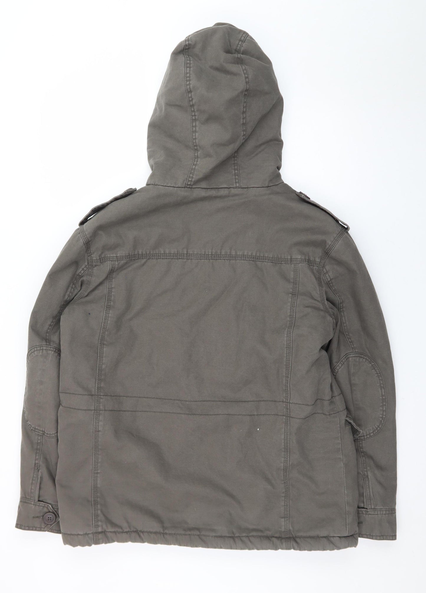 Mantaray Men’s Green Hooded Cotton Parka Jacket Size M