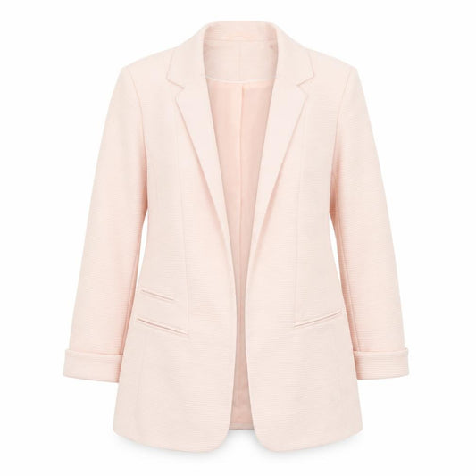Front view of Wallis Women’s Pink Textured Longline Blazer UK 12 Slim Fit