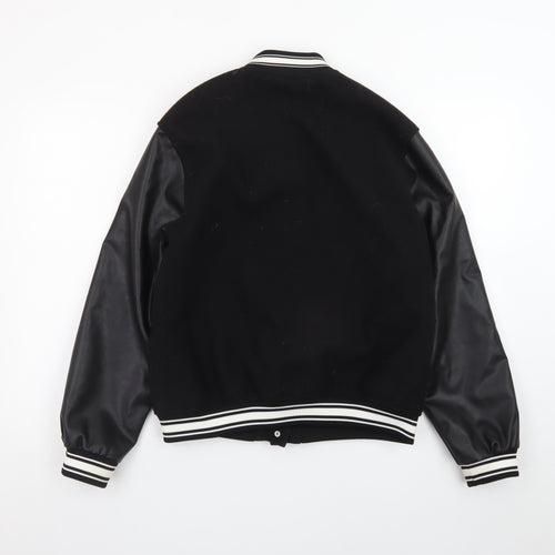 H&M Girls Black Wednesday Addams Varsity Jacket 12-13 Years Lined Casual