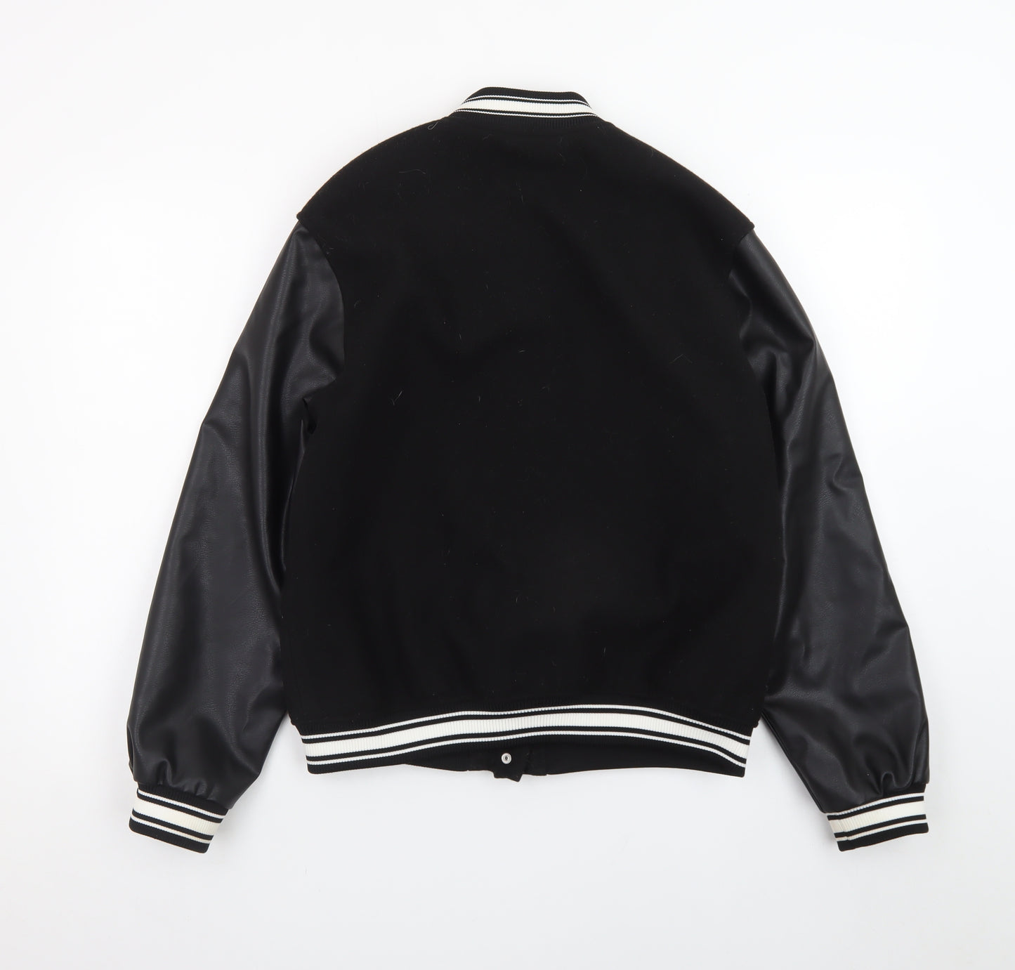 H&M Girls Black Wednesday Addams Varsity Jacket 12-13 Years Lined Casual