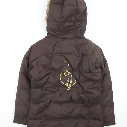 Baby Phat Women's Brown Faux Fur Hooded Puffer Coat M