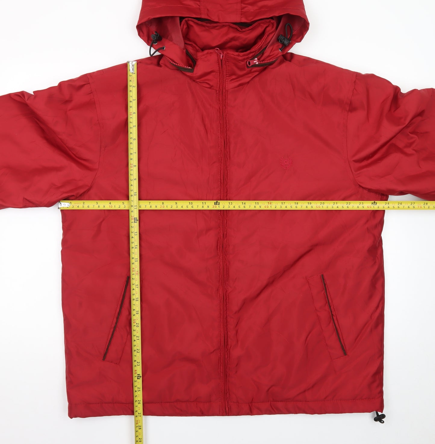 Chaps Men's Red Hooded Polyester Puffer Jacket L Regular Fit