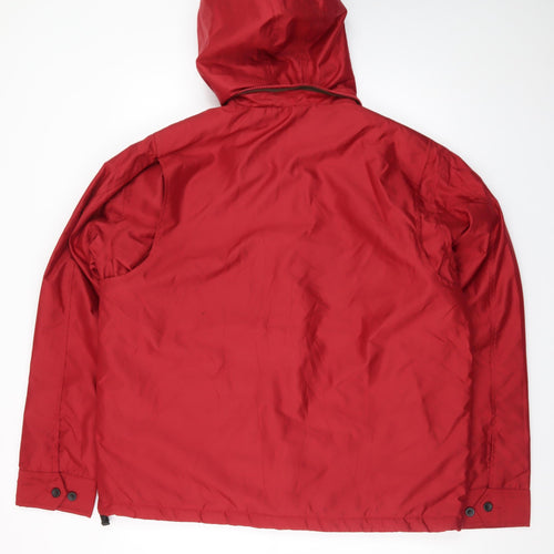 Chaps Men's Red Hooded Polyester Puffer Jacket L Regular Fit