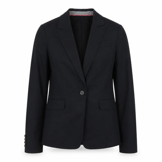 Front view of Banana Republic Women's Black, size 8, Stretch Blazer Single-Breasted Jacket
