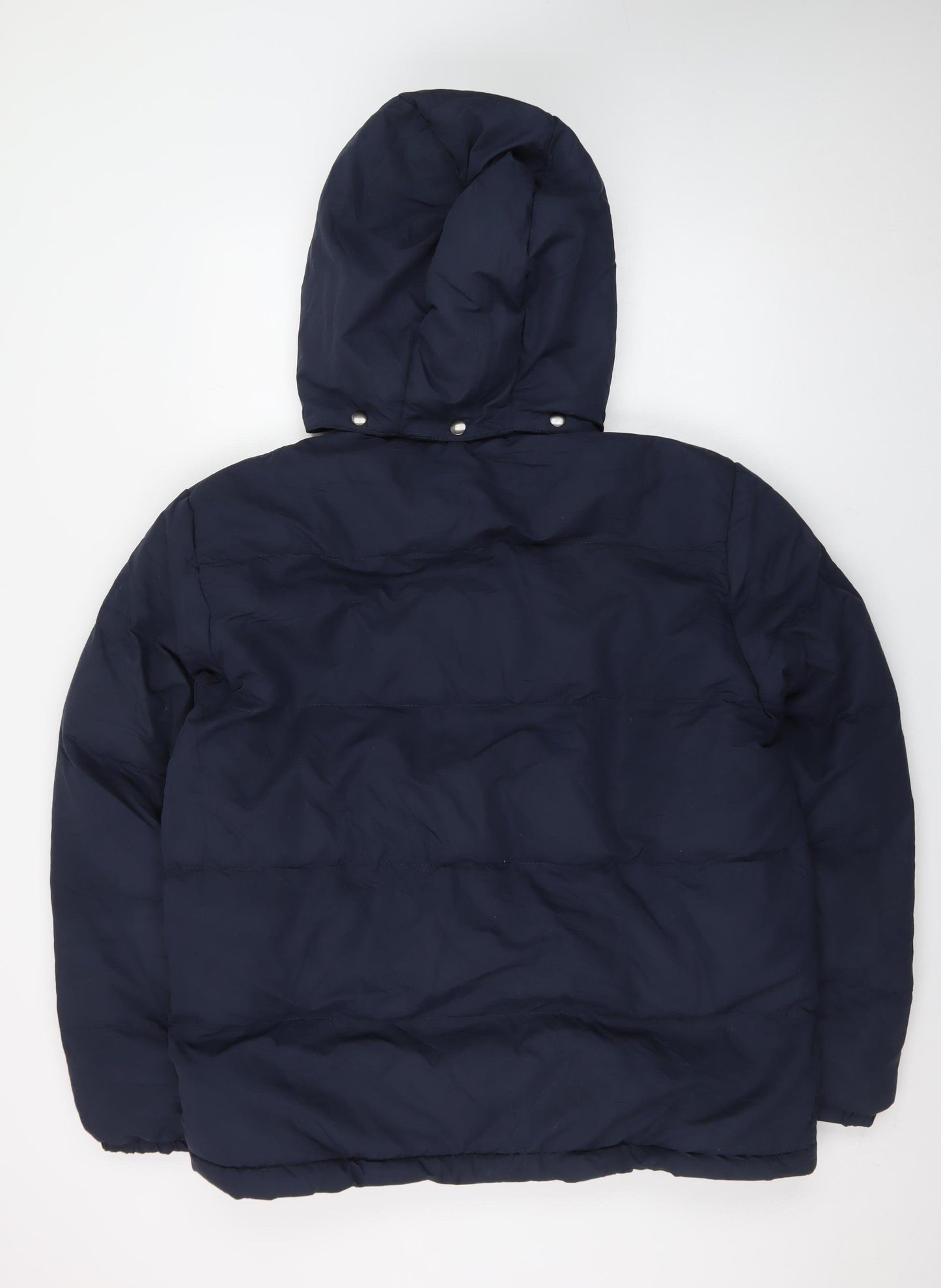 St John's Bay Men's Blue L Hooded Puffer Jacket Polyester Winter Coat