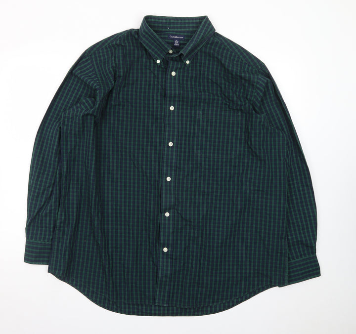 Croft & Barrow Men's Green Check Long Sleeve Cotton Polo Shirt XL