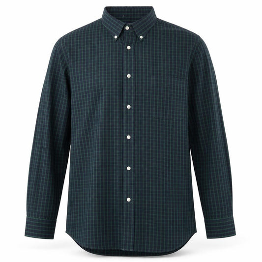 Front view of Croft & Barrow Men's Green Check Long Sleeve Cotton Polo Shirt XL