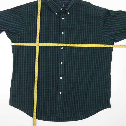 Croft & Barrow Men's Green Check Long Sleeve Cotton Polo Shirt XL