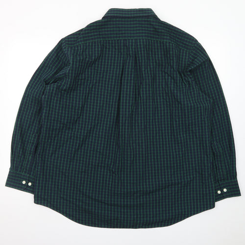 Croft & Barrow Men's Green Check Long Sleeve Cotton Polo Shirt XL