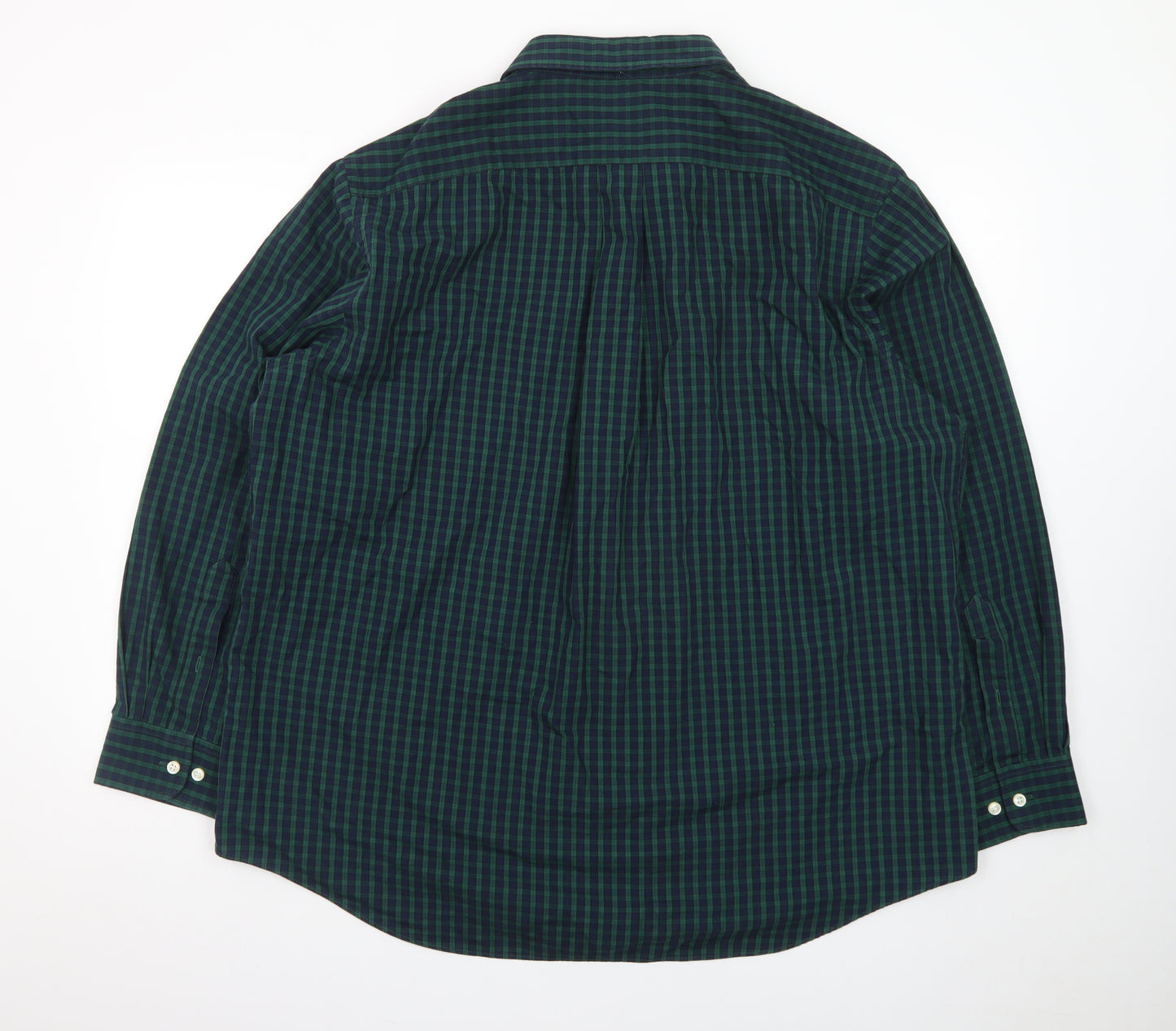 Croft & Barrow Men's Green Check Long Sleeve Cotton Polo Shirt XL