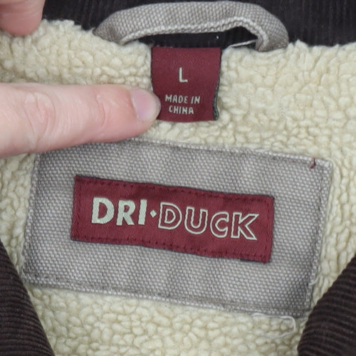 DRI DUCK Men's Beige L Lined Canvas Bomber Jacket Workwear Style