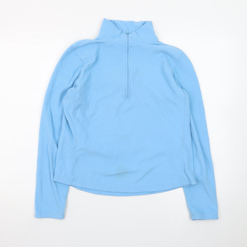 GAP Women Blue Fleece Pullover Sweatshirt M 1/4 Zip Stretch