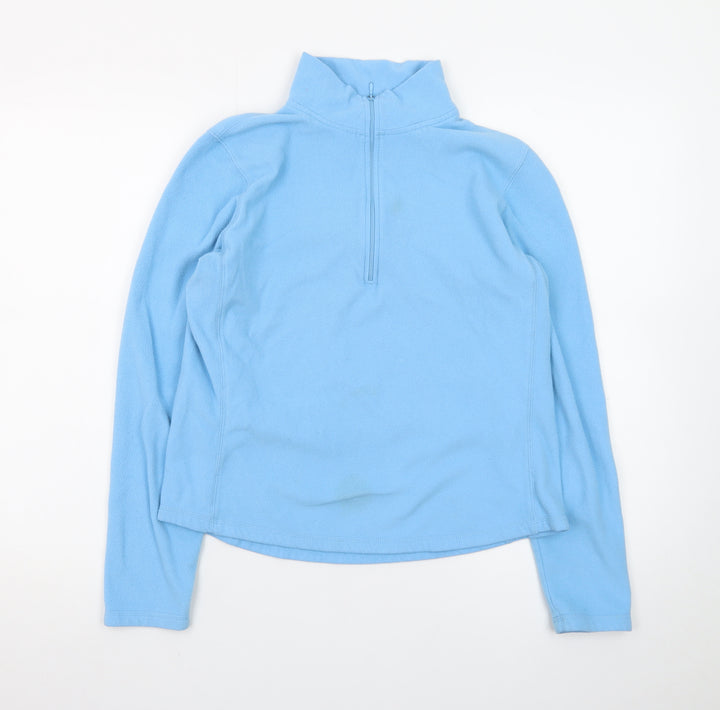 GAP Women Blue Fleece Pullover Sweatshirt M 1/4 Zip Stretch