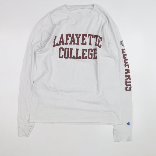 Champion Men's White Lafayette College Long Sleeve T-Shirt Size L