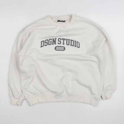 Boohoo Women Ivory DSGN Studio 2022 Pullover Sweatshirt Size S