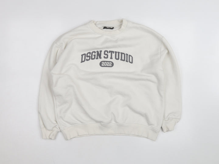 Boohoo Women Ivory DSGN Studio 2022 Pullover Sweatshirt Size S