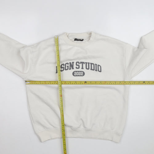 Boohoo Women Ivory DSGN Studio 2022 Pullover Sweatshirt Size S
