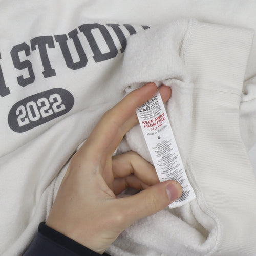 Boohoo Women Ivory DSGN Studio 2022 Pullover Sweatshirt Size S