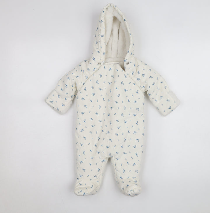 Marks and Spencer Unisex Baby White Floral Hooded Babygrow 0-3 Months