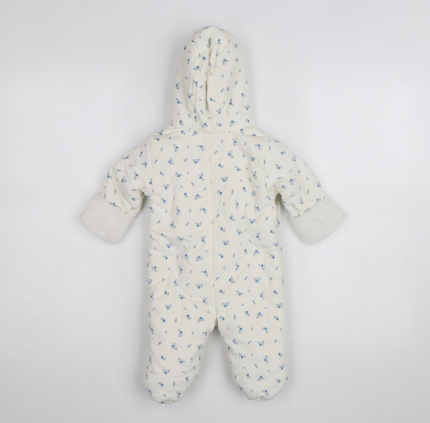 Marks and Spencer Unisex Baby White Floral Hooded Babygrow 0-3 Months