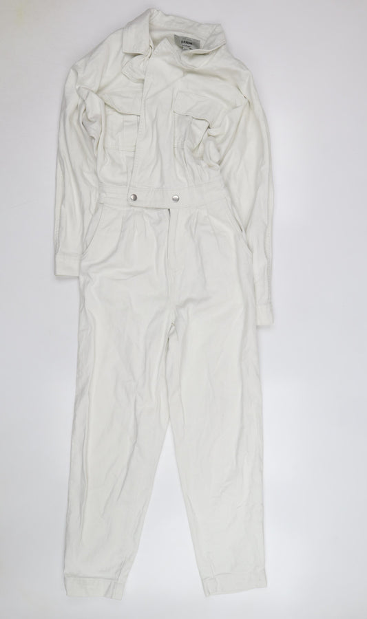 New Look Women’s White Denim Collared Jumpsuit Size 8