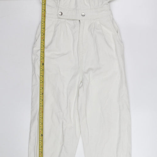 New Look Women’s White Denim Collared Jumpsuit Size 8