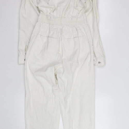 New Look Women’s White Denim Collared Jumpsuit Size 8