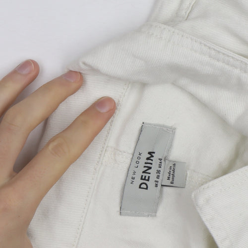 New Look Women’s White Denim Collared Jumpsuit Size 8