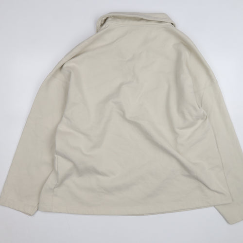Topshop Women’s Beige Collared Henley Fleece Jumper Size L