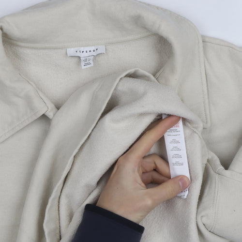 Topshop Women’s Beige Collared Henley Fleece Jumper Size L